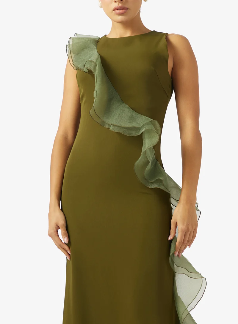Iyra  Frill Detail Maxi Dress for Women | Best Price UAE
